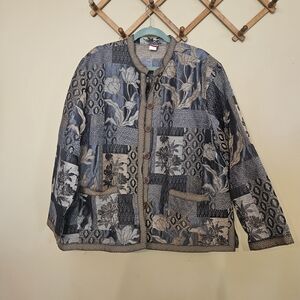 Tudor Court XXL Vintage Button Up Tapestry Jacket Button Up Patchwork Floral